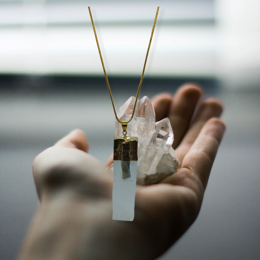 Selenite pendant necklace